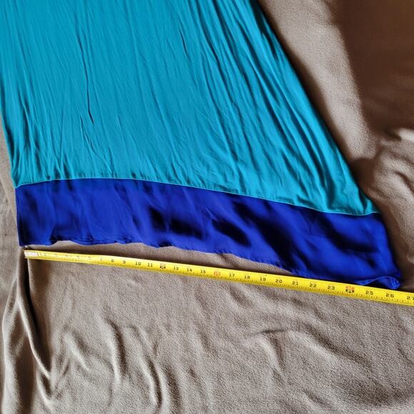 Calvin Klein Dress Womens Medium Asymmetrical Ruffle Aqua Blue Beach - Picture 4 of 16